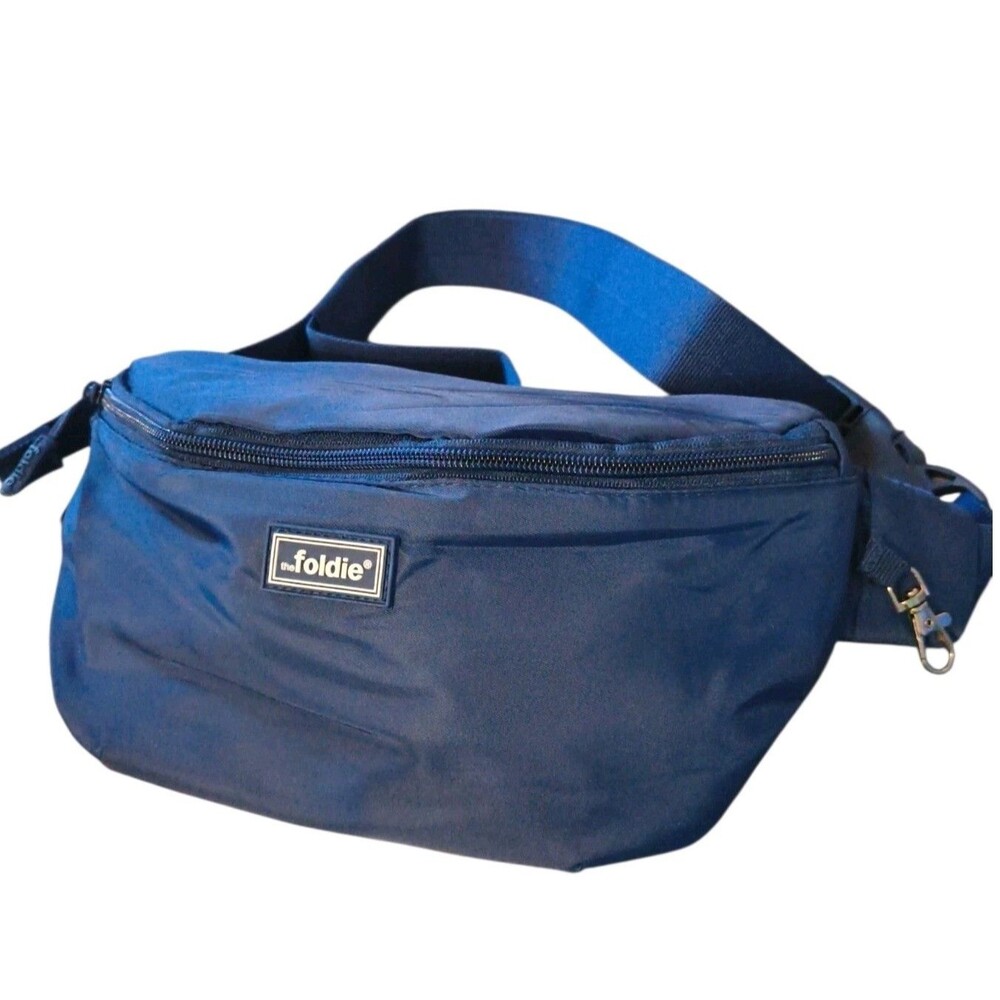 The Foldie Fanny Pack Crossbody Belt Bag Navy Blue RFID Anti Theft Travel New